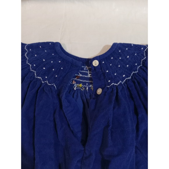 Amanda Remembered 9M Blue Corduroy Smocked Nativity Bishop Dress Christmas Baby - Picture 4 of 6
